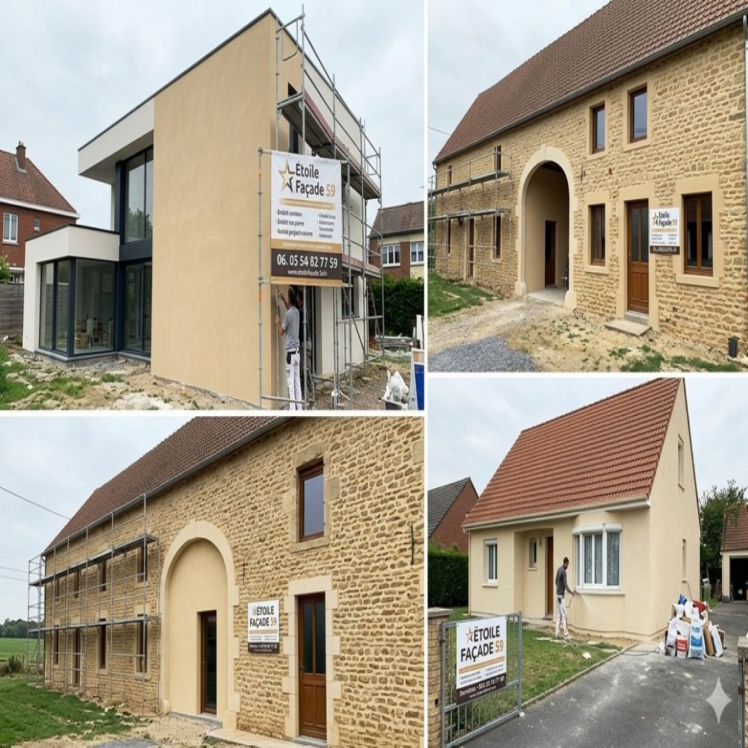 ravalement de façade enduit ton pierre Lille Etoile Façade 59